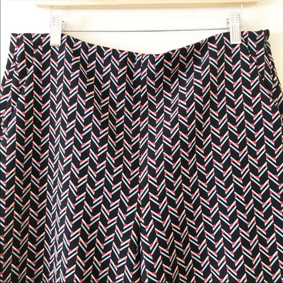 ZARA Chevron Print Wide Leg Pants Size Medium - Picture 3 of 7